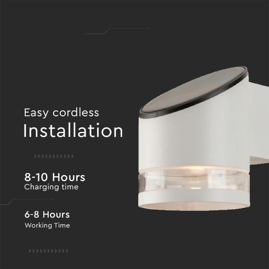 LED Solarna zidna lampa sa senzorom LED/1W/3,7V IP54 3000K bela