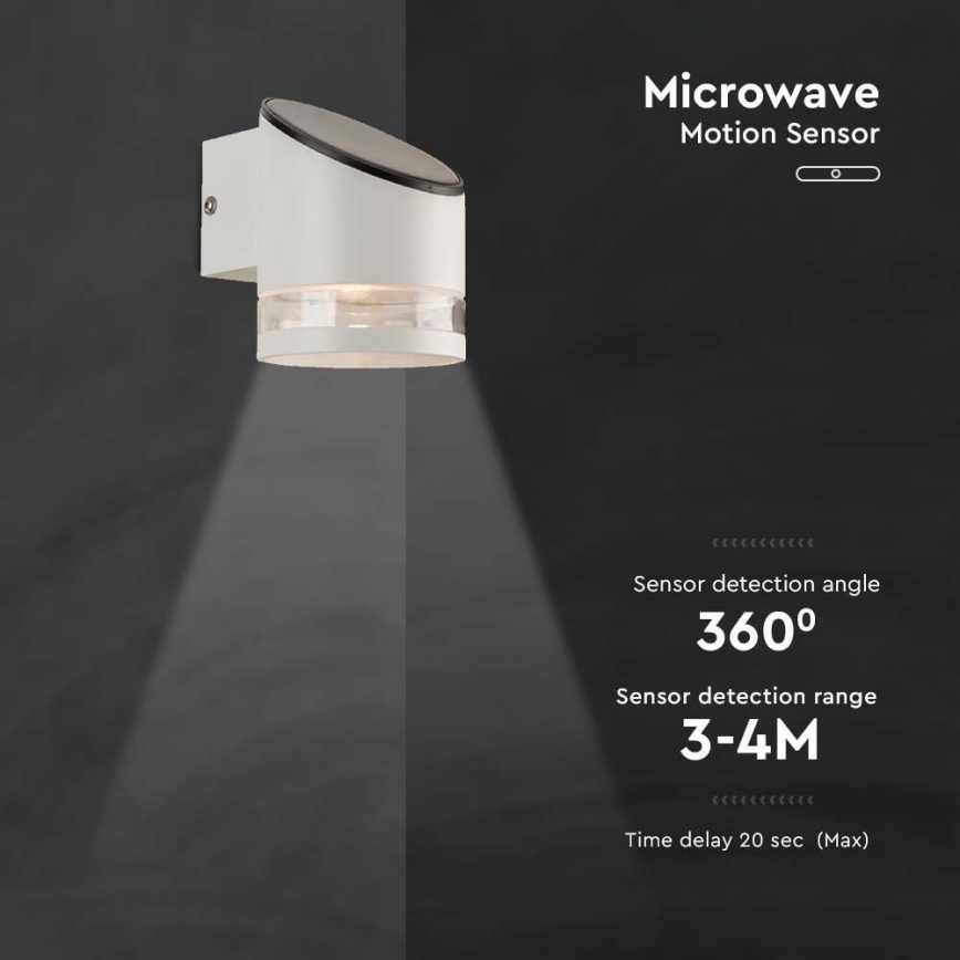 LED Solarna zidna lampa sa senzorom LED/1W/3,7V IP54 3000K bela