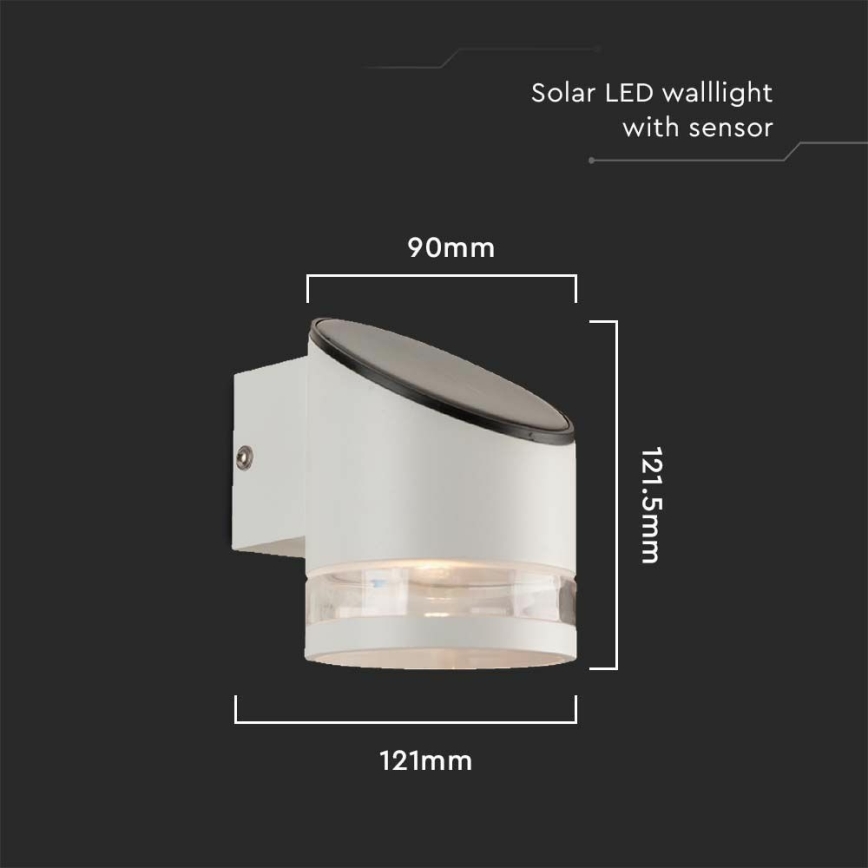 LED Solarna zidna lampa sa senzorom LED/1W/3,7V IP54 3000K bela
