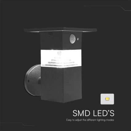 LED Solarna zidna lampa sa senzorom LED/2,5W/3,7V IP54 3000K