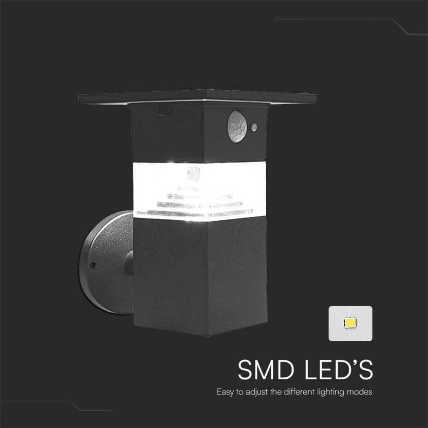 LED Solarna zidna lampa sa senzorom LED/2,5W/3,7V IP54 3000K