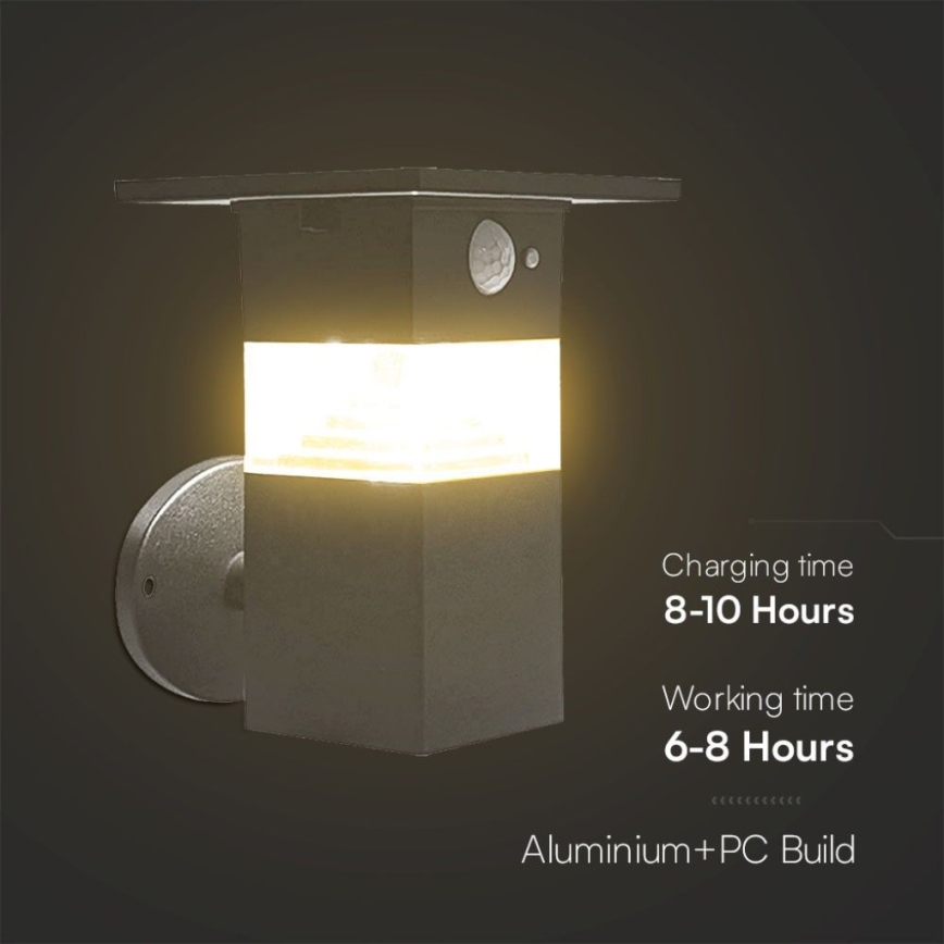 LED Solarna zidna lampa sa senzorom LED/2,5W/3,7V IP54 3000K