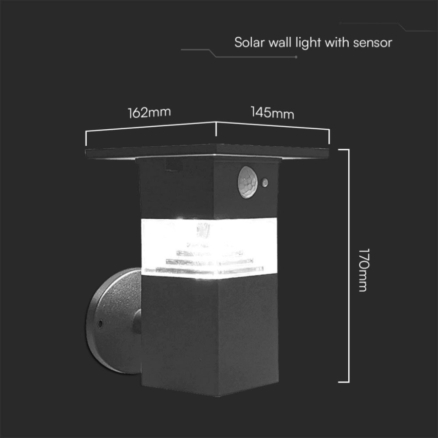 LED Solarna zidna lampa sa senzorom LED/2,5W/3,7V IP54 3000K