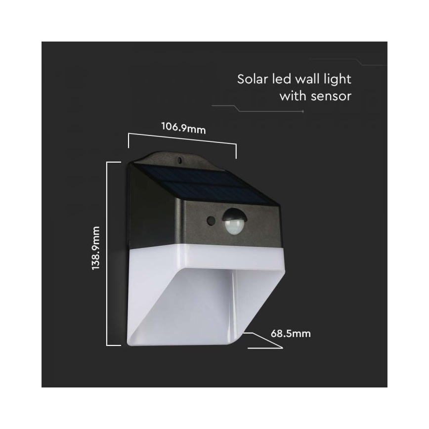 LED Solarna zidna lampa sa senzorom LED/2W/3,7V 4000K IP65
