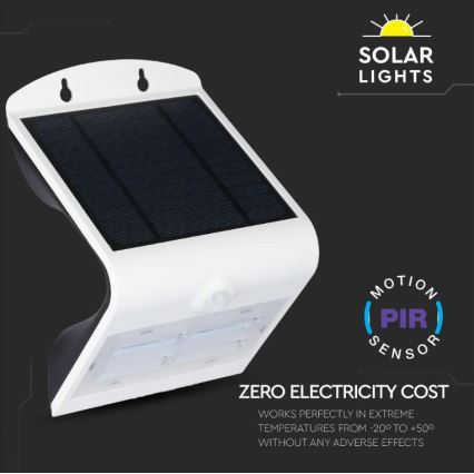 LED Solarna zidna lampa sa senzorom LED/3W/3,7V 3000/4000K IP65 bela