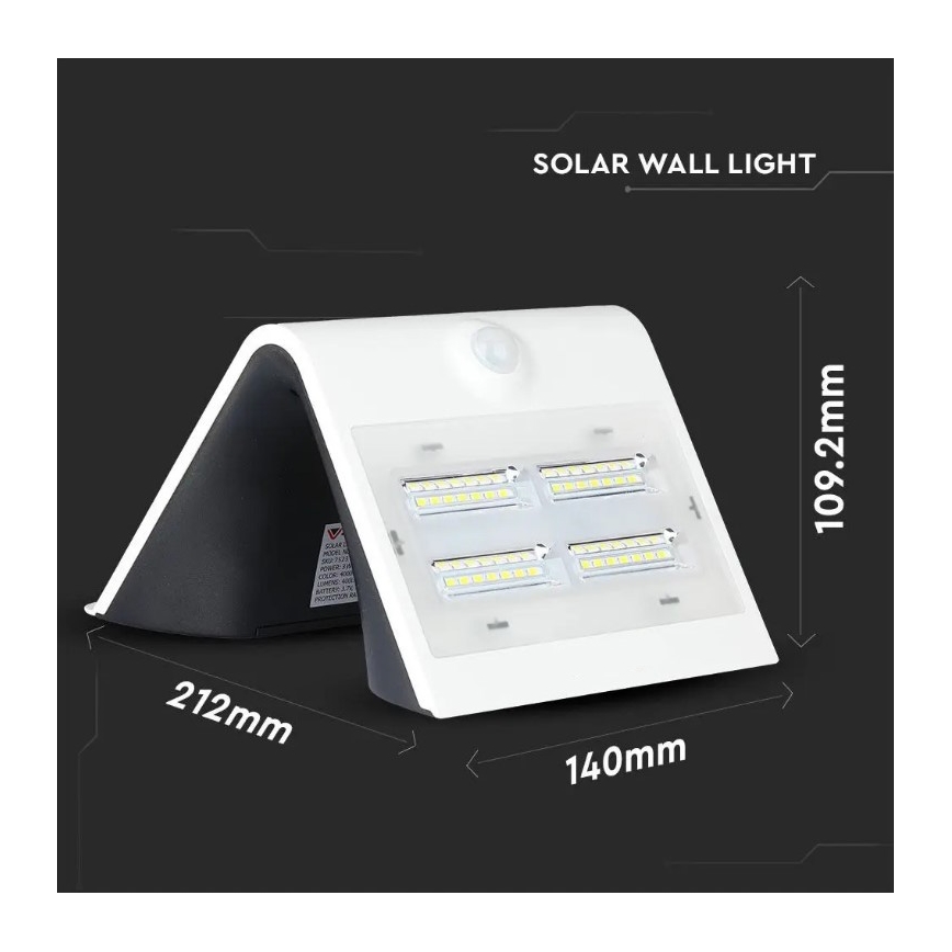 LED Solarna zidna lampa sa senzorom LED/3W/3,7V 3000/4000K IP65 bela