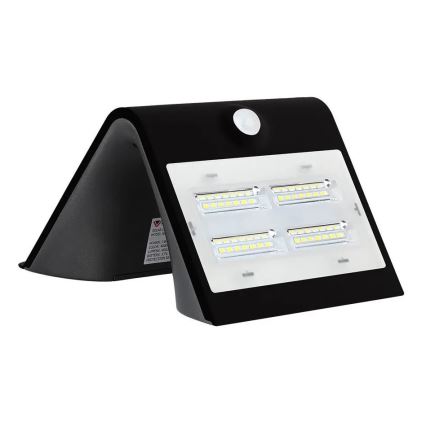 LED Solarna zidna lampa sa senzorom LED/3W/3,7V 3000/4000K IP65 2000 mAh crno