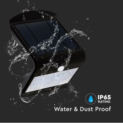 LED Solarna zidna lampa sa senzorom LED/3W/3,7V 3000/4000K IP65 2000 mAh crno