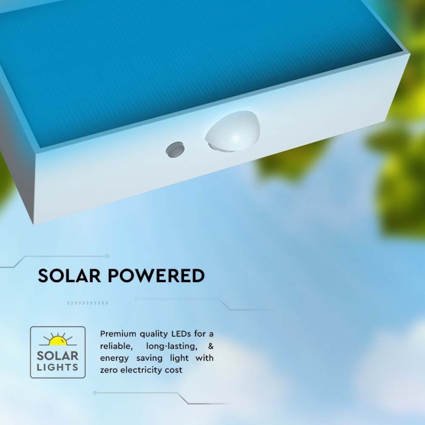 LED Solarna zidna lampa sa senzorom LED/3W/3,7V 3000K/4000K IP65 bela