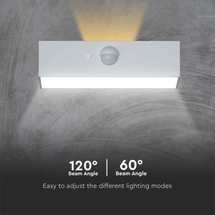 LED Solarna zidna lampa sa senzorom LED/3W/3,7V 3000K/4000K IP65 bela