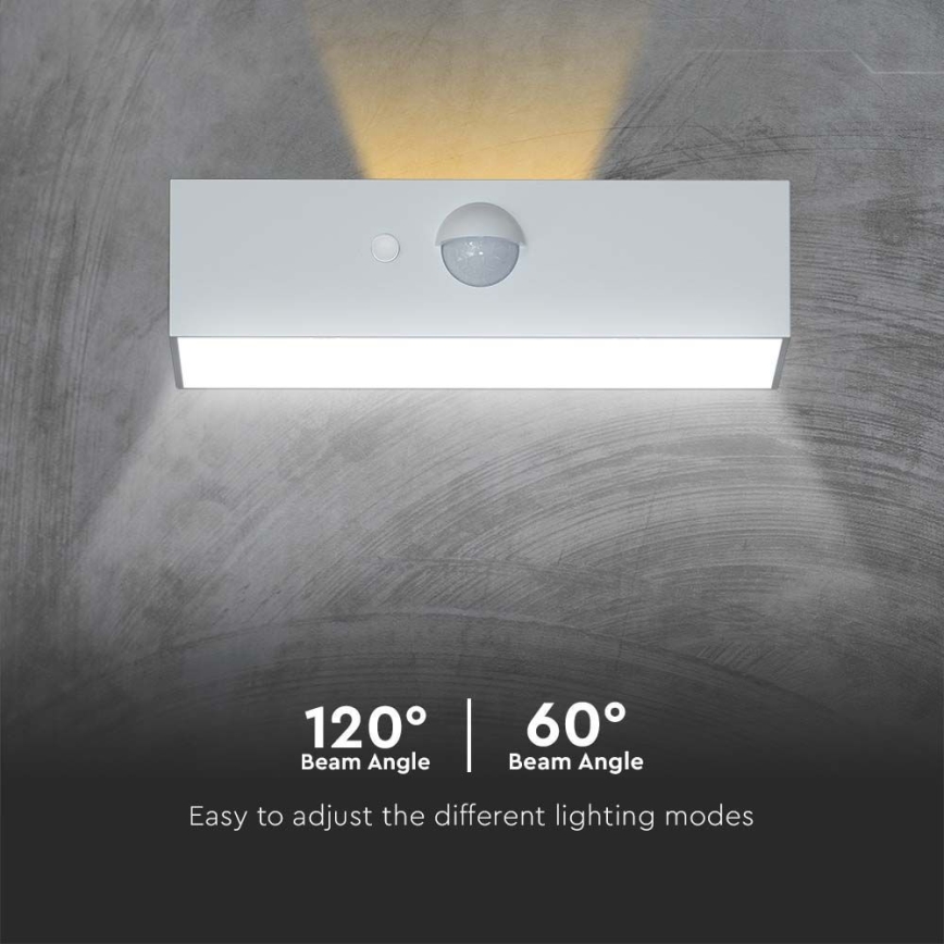 LED Solarna zidna lampa sa senzorom LED/3W/3,7V 3000K/4000K IP65 bela