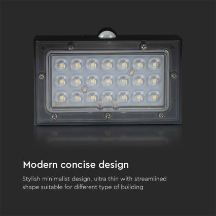 LED Solarna zidna lampa sa senzorom LED/3W/3,7V 3000K/4000K IP65 crno