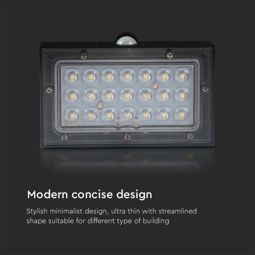 LED Solarna zidna lampa sa senzorom LED/3W/3,7V 3000K/4000K IP65 crno