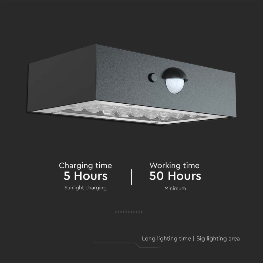LED Solarna zidna lampa sa senzorom LED/3W/3,7V 3000K/4000K IP65 crno