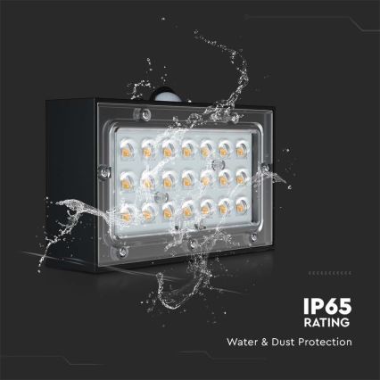 LED Solarna zidna lampa sa senzorom LED/3W/3,7V 3000K/4000K IP65 crno