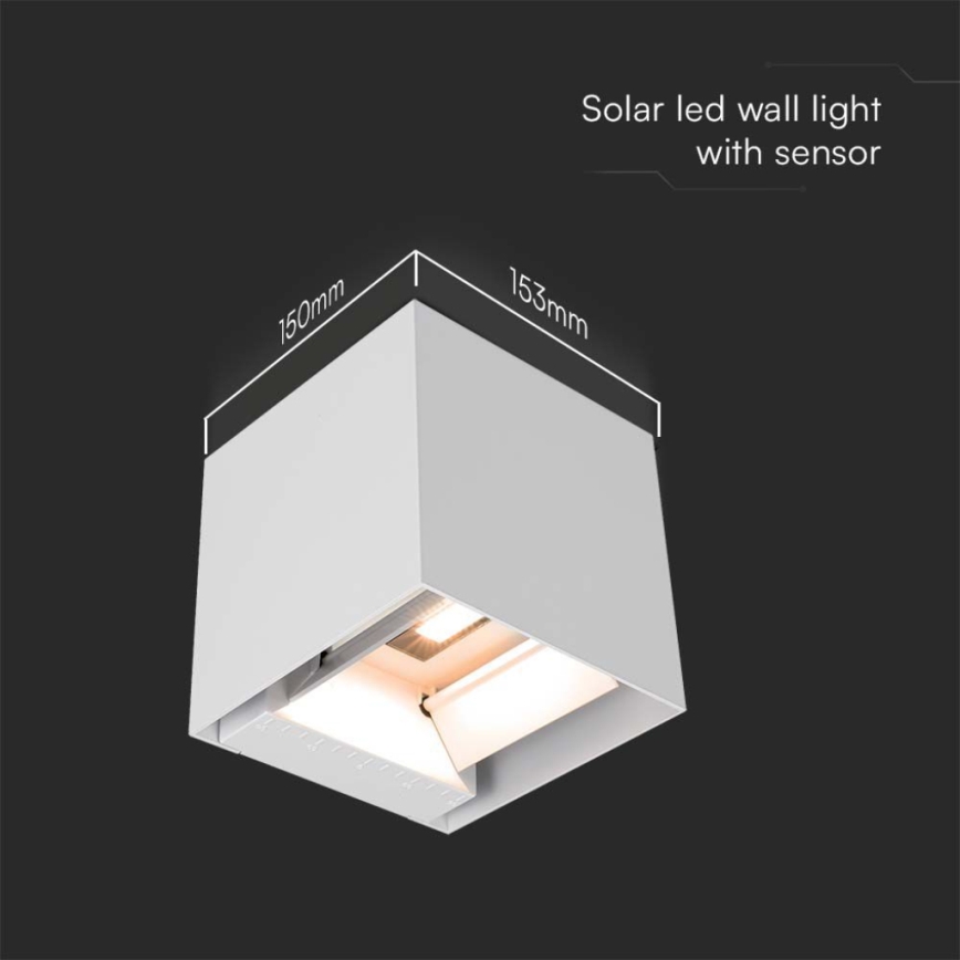 LED Solarna zidna lampa sa senzorom LED/3W/3,7V IP65 4000K bela