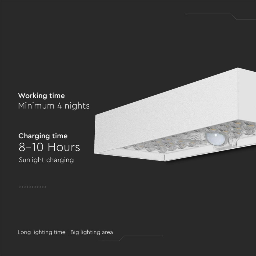 LED Solarna zidna lampa sa senzorom LED/6W/3,7V IP65 4000K bela
