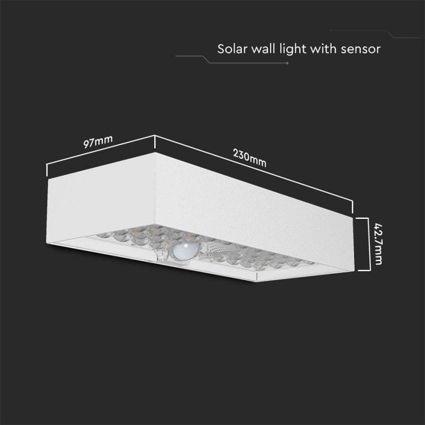 LED Solarna zidna lampa sa senzorom LED/6W/3,7V IP65 4000K bela