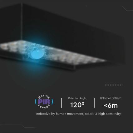 LED Solarna zidna lampa sa senzorom LED/6W/3,7V IP65 4000K crno