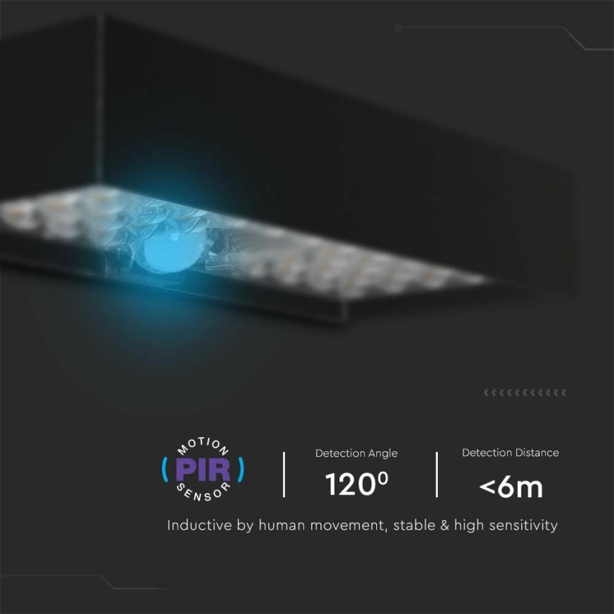 LED Solarna zidna lampa sa senzorom LED/6W/3,7V IP65 4000K crno