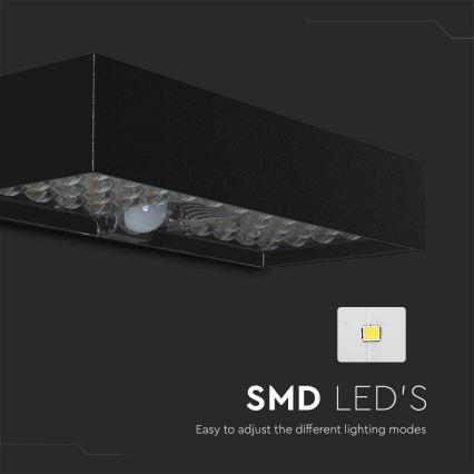 LED Solarna zidna lampa sa senzorom LED/6W/3,7V IP65 4000K crno