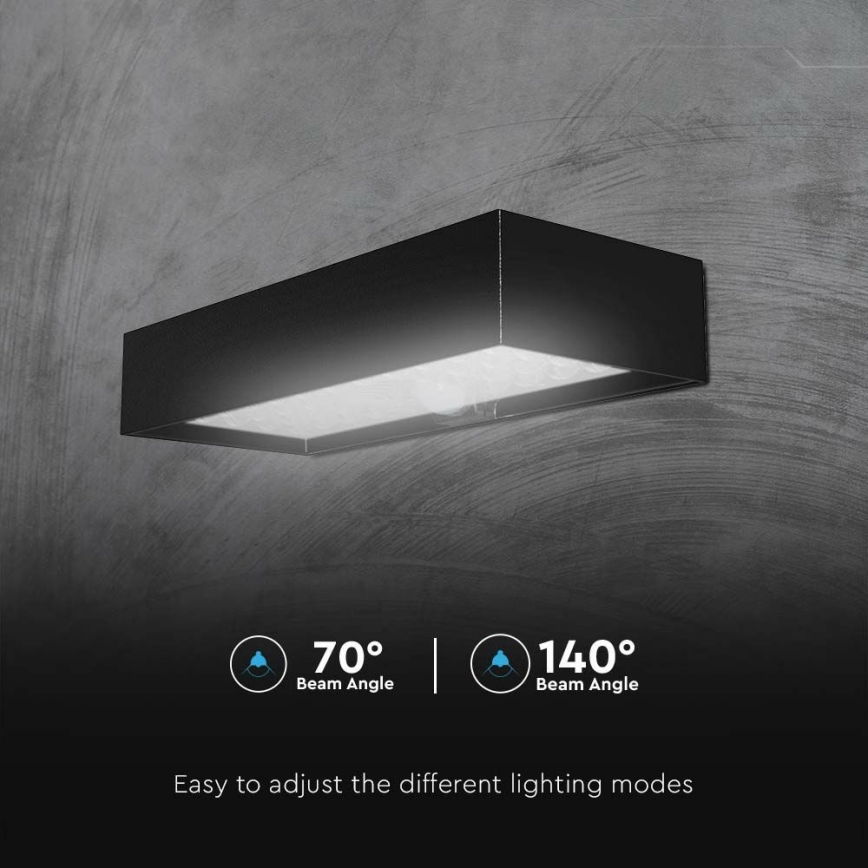 LED Solarna zidna lampa sa senzorom LED/6W/3,7V IP65 4000K crno