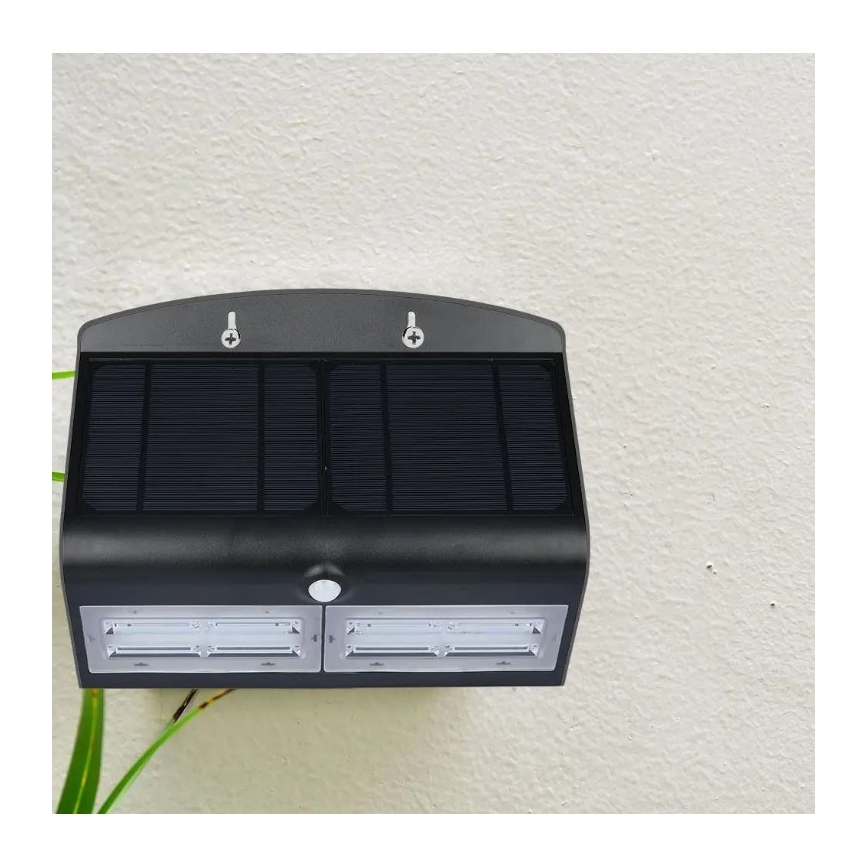 LED Solarna zidna lampa sa senzorom LED/7W/3,7V 4000K IP65 4000 mAh crno