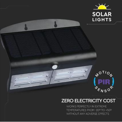 LED Solarna zidna lampa sa senzorom LED/7W/3,7V 4000K IP65 4000 mAh crno