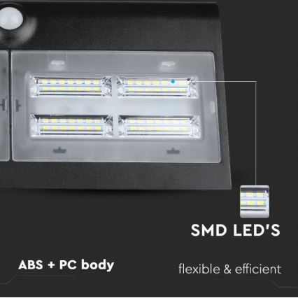 LED Solarna zidna lampa sa senzorom LED/7W/3,7V 4000K IP65 4000 mAh crno