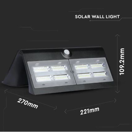 LED Solarna zidna lampa sa senzorom LED/7W/3,7V 4000K IP65 4000 mAh crno