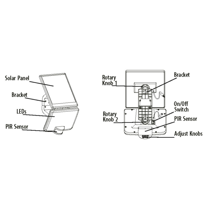 LED Solarna zidna lampa sa senzorom LED/8W/3,7V 2000 mAh IP54