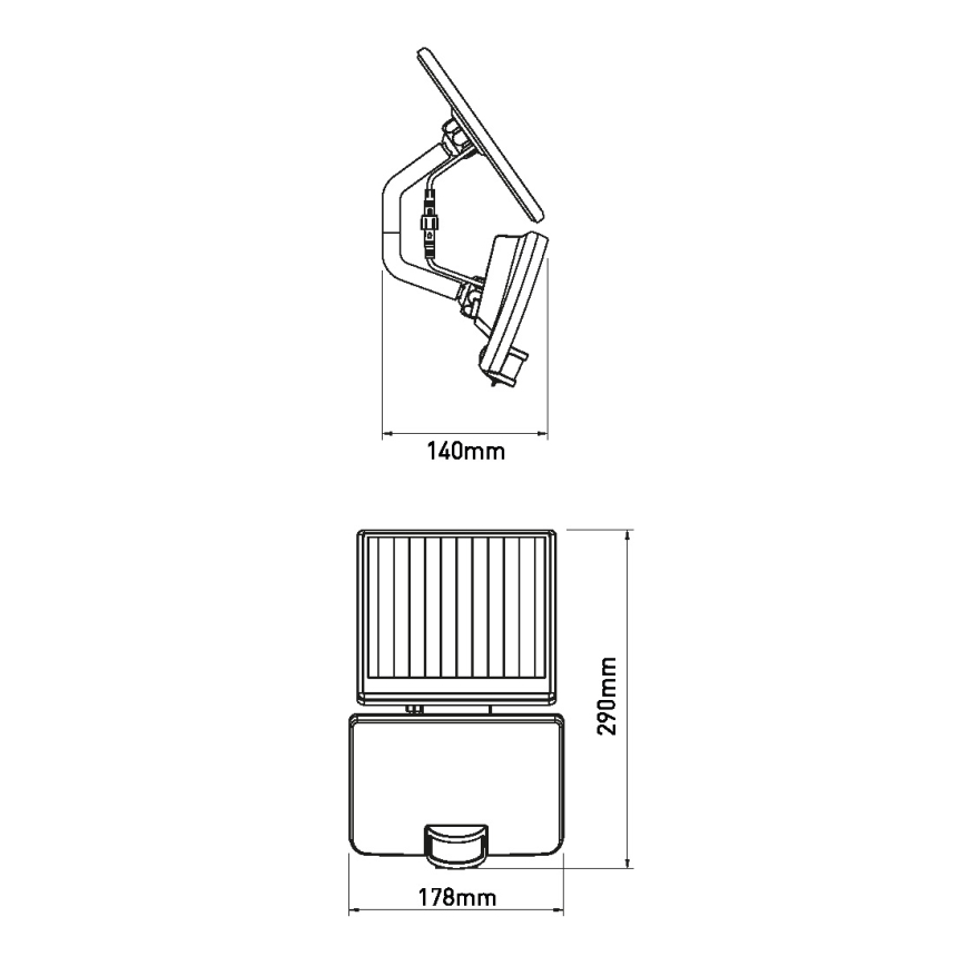 LED Solarna zidna lampa sa senzorom LED/8W/3,7V 2000 mAh IP54
