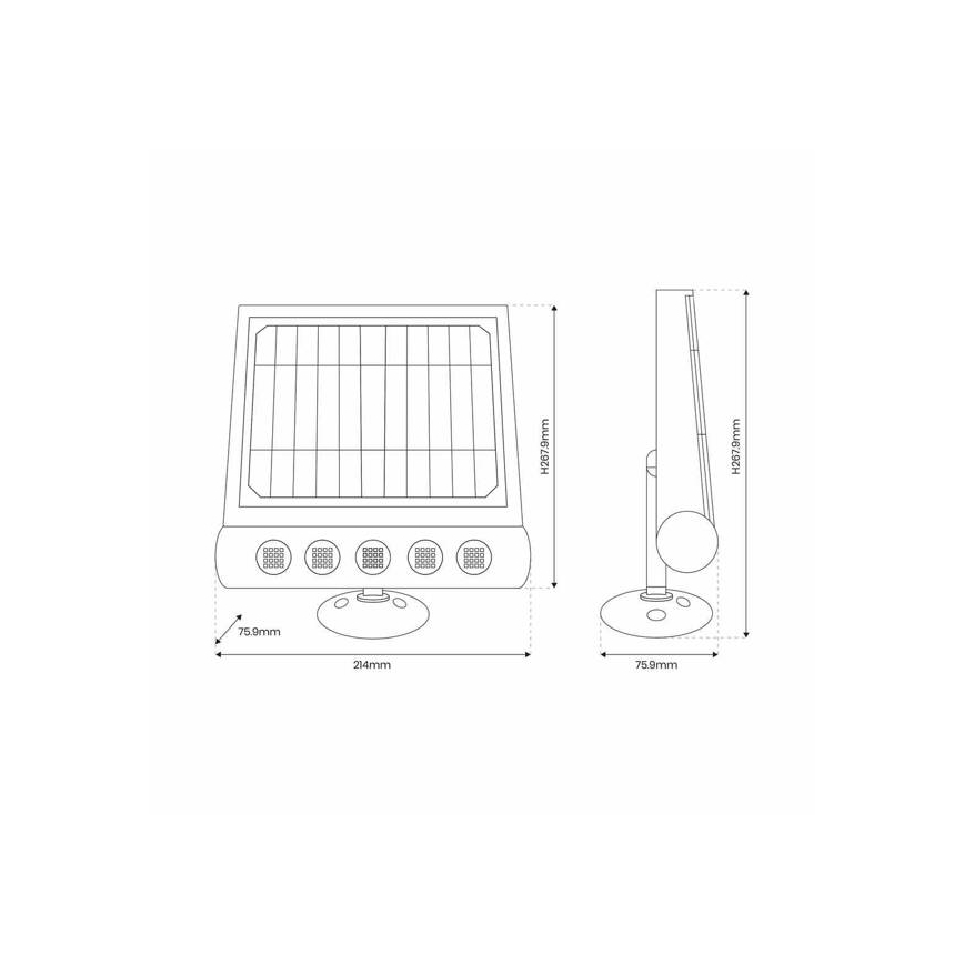 LED Solarna zidna lampa sa senzorom LED/8W/3,7V 4000 mAh 4000K IP65