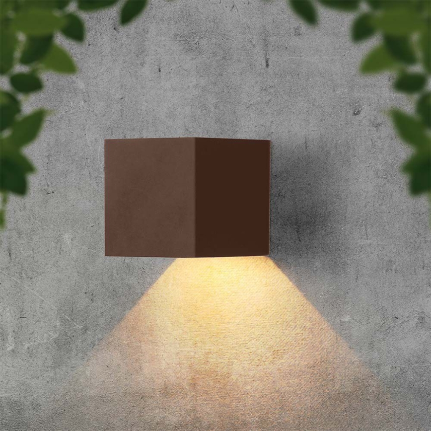 LED Solarna zidna lampa sa senzorom LED/9W/3,7V IP65 4000K braon