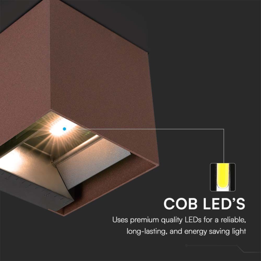 LED Solarna zidna lampa sa senzorom LED/9W/3,7V IP65 4000K braon