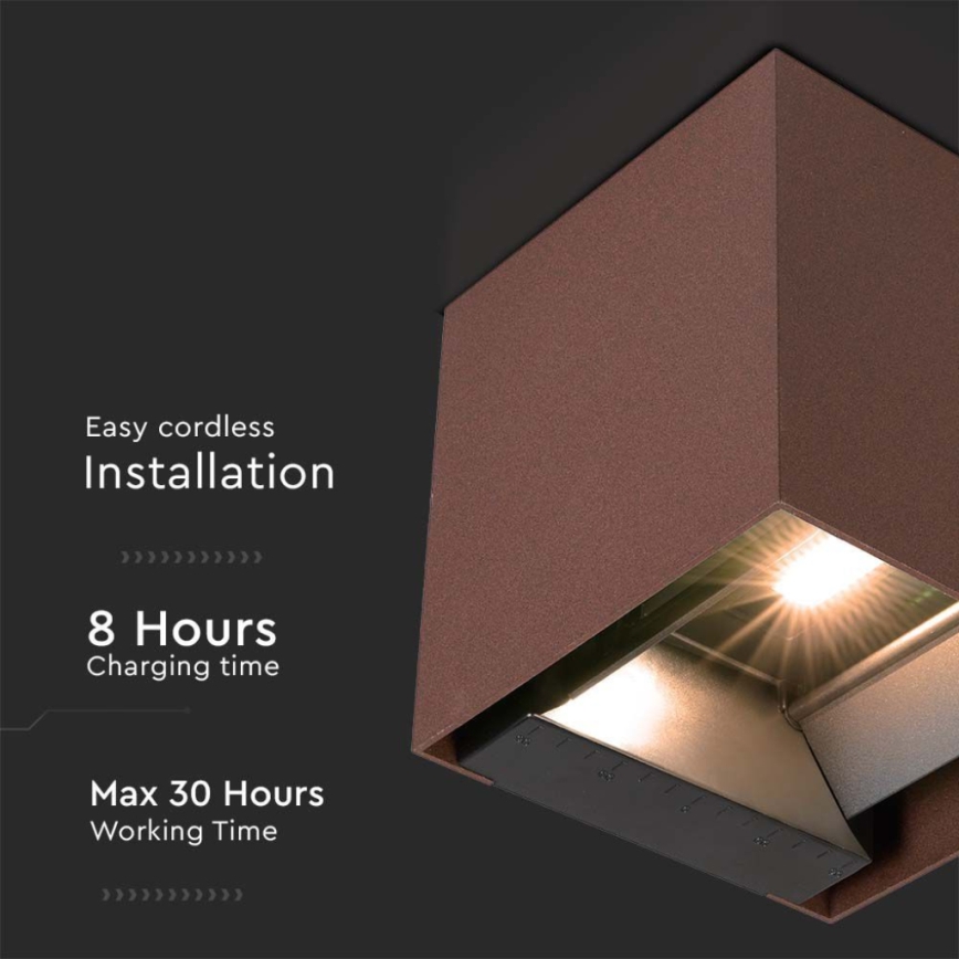 LED Solarna zidna lampa sa senzorom LED/9W/3,7V IP65 4000K braon