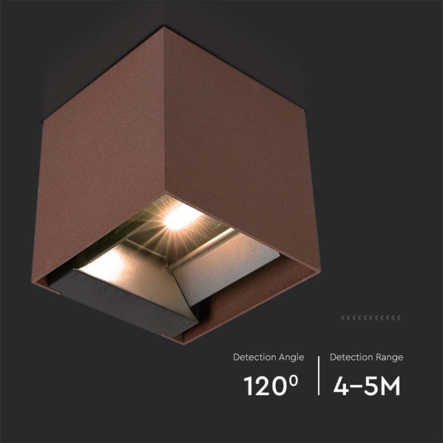 LED Solarna zidna lampa sa senzorom LED/9W/3,7V IP65 4000K braon