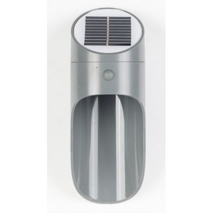 LED Solarna zidna lampa sa senzorom PALESA LED/1W/3,7V IP65 1800 mAh sivo