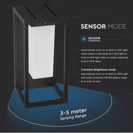LED Solarna zidna lampa sa senzorom SAMSUNG CHIP LED/2W/3,7V IP65 2600 mAh