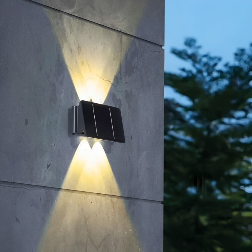 LED Solarna zidna rasveta 4xLED/1,5W/3,7V IP54 crno