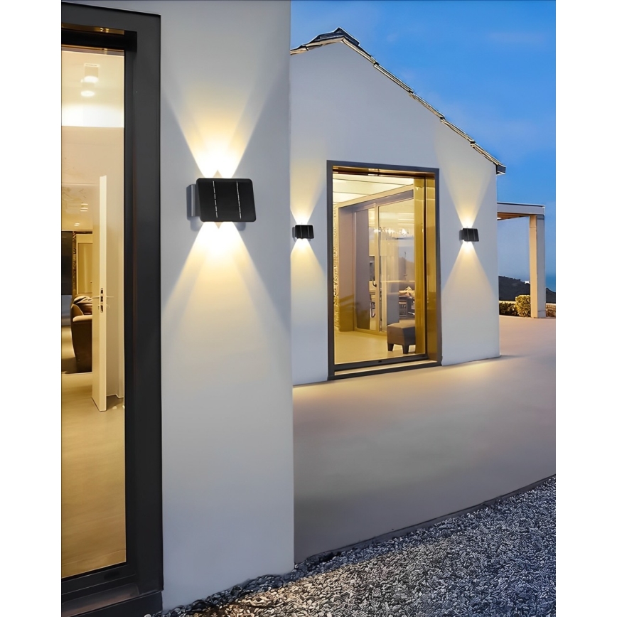 LED Solarna zidna rasveta 4xLED/1,5W/3,7V IP54 crno