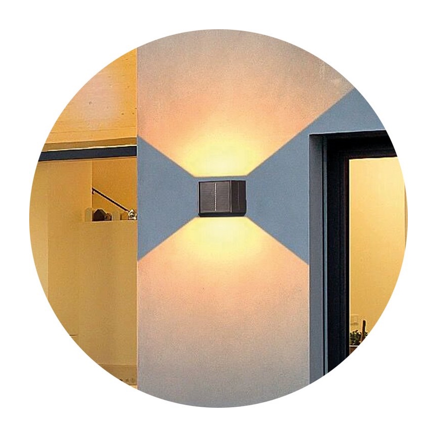 LED Solarna zidna rasveta CUBUS 2xLED/1,5W/3,7V IP54