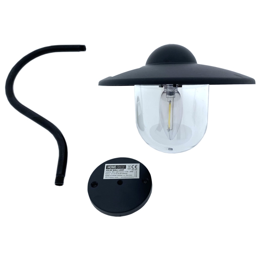 LED Solarna zidna rasveta LED/0,5W/1,2V IP44 crno