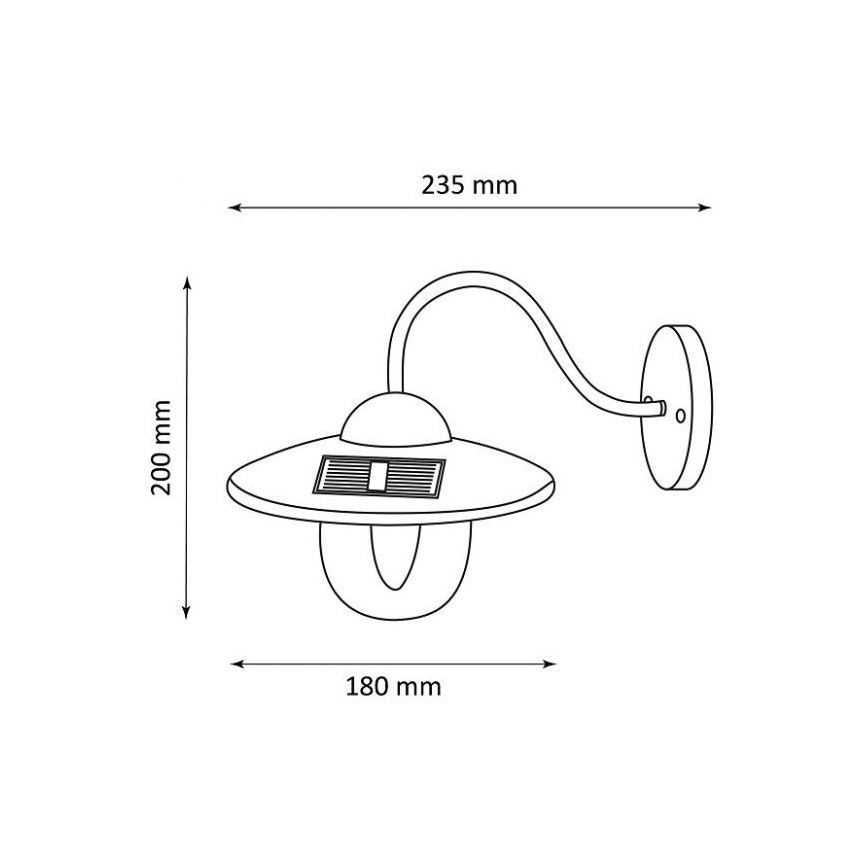 LED Solarna zidna rasveta LED/0,5W/1,2V IP44 crno