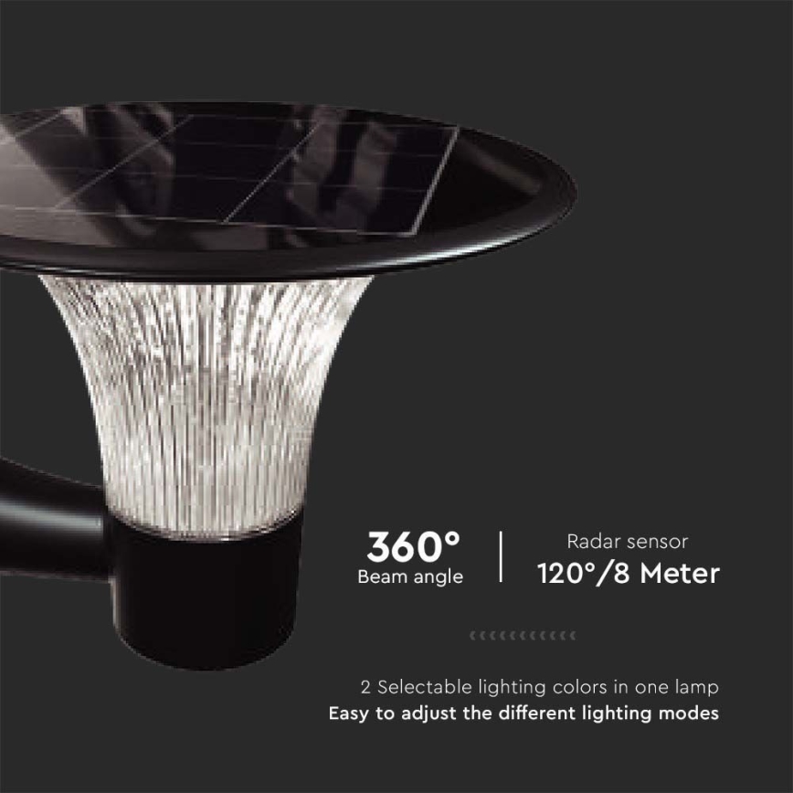 LED Solarna zidna lampa sa senzorom LED/15W/3,2V 4000K/6000K IP65