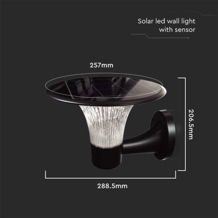 LED Solarna zidna lampa sa senzorom LED/15W/3,2V 4000K/6000K IP65