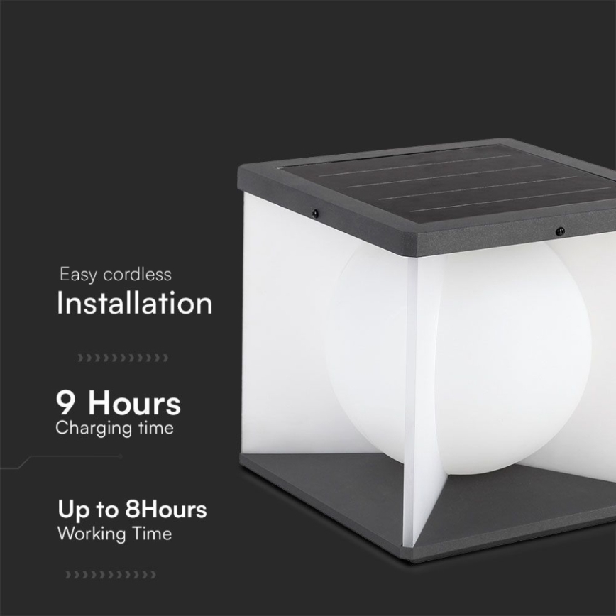 LED Prigušiva solarna zidna lampa LED/8W/3,7V IP65 3000K + Daljinski upravljač
