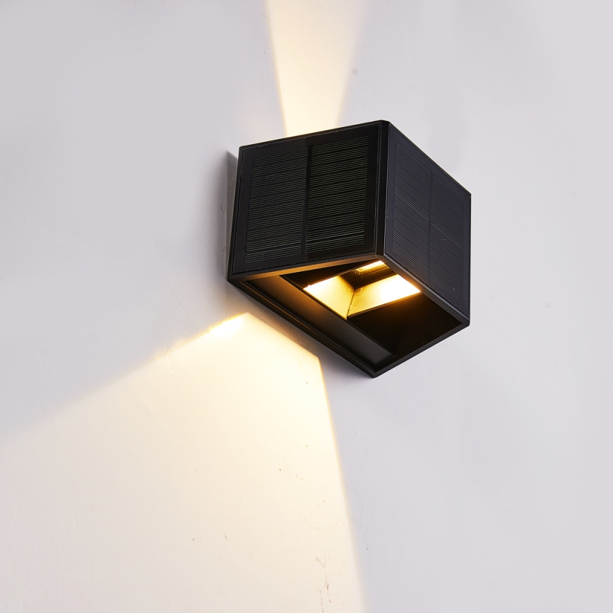 LED Solarna zidna rasveta WINGS LED/2W/3,2V 3000K IP54 crno