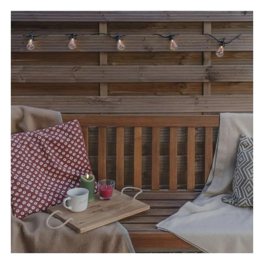 LED solarni dekorativni lanac 10xLED/0,6W/1,2V 4,5m IP44 800 mAh