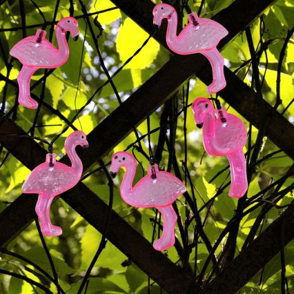 LED Solarni dekorativni lanac 10xLED 3,8 IP44 flamingo